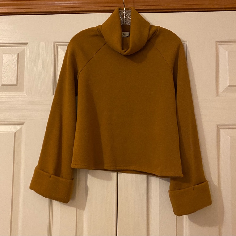 Anthropologie Mustard Yellow Turtleneck Tank Top